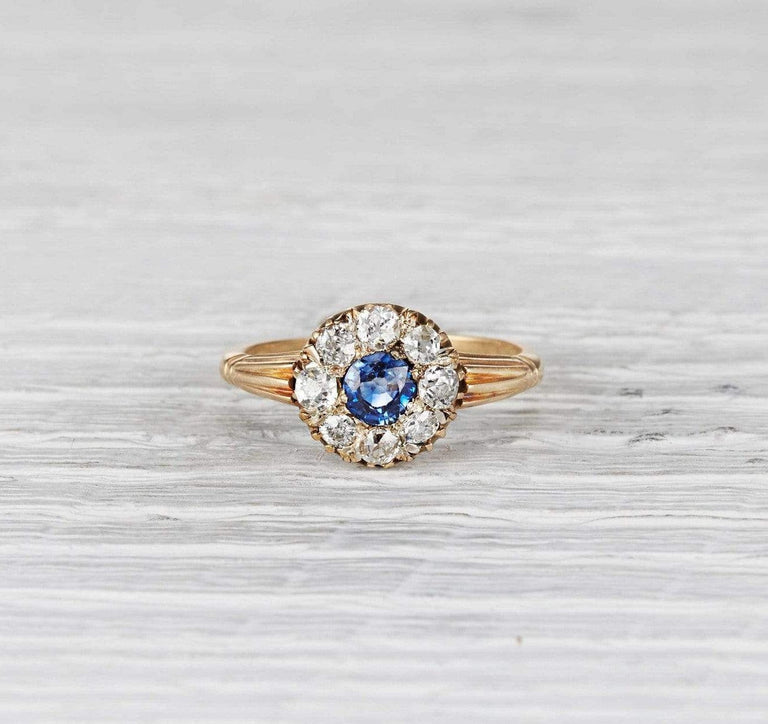 .45 Carat Victorian Sapphire Cluster Ring