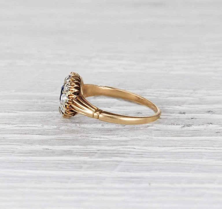 .45 Carat Victorian Sapphire Cluster Ring