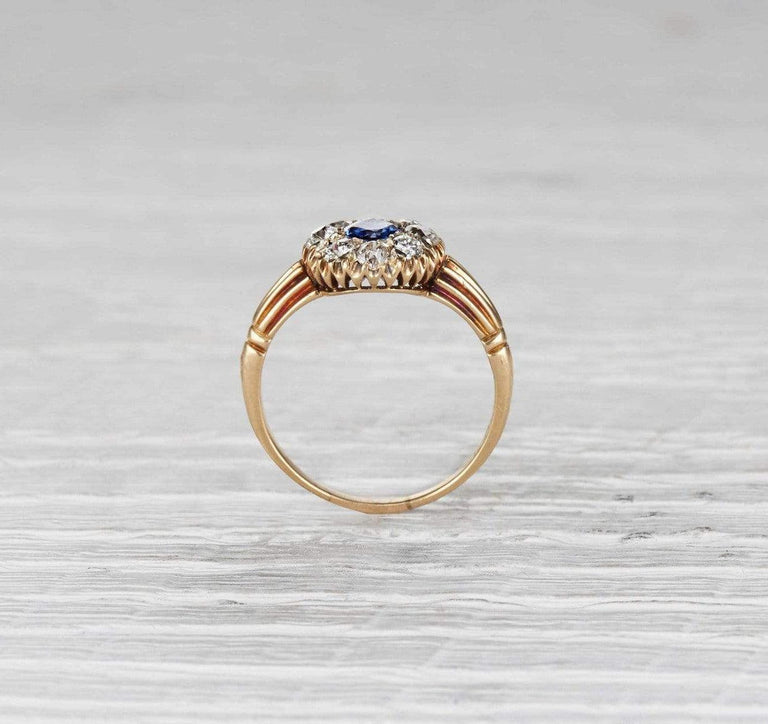 .45 Carat Victorian Sapphire Cluster Ring