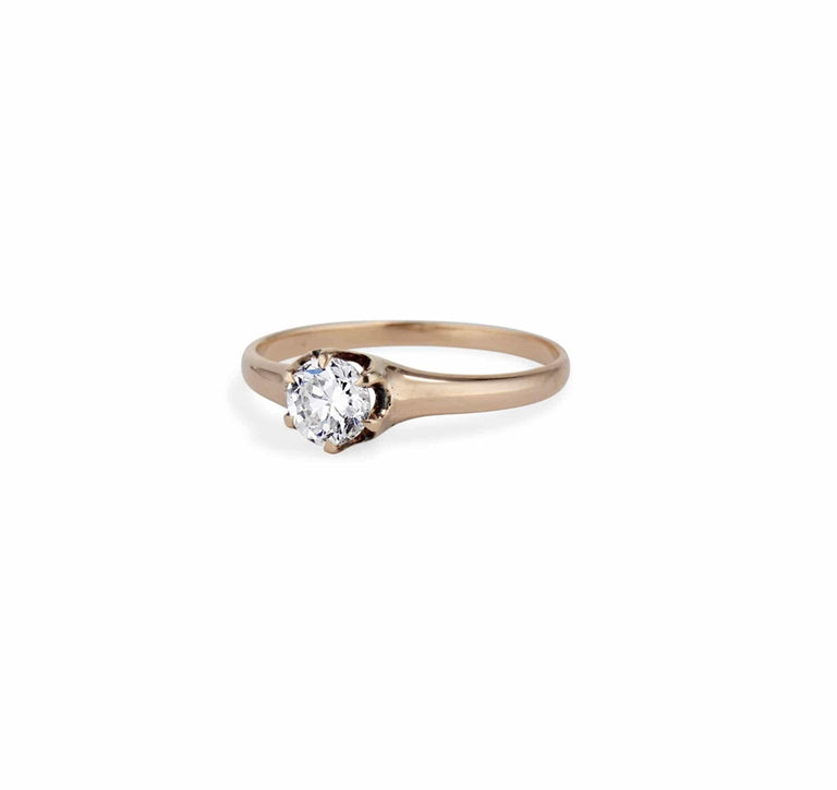 .45 Victorian Diamond Pink Gold Solitaire Antique Engagement Ring