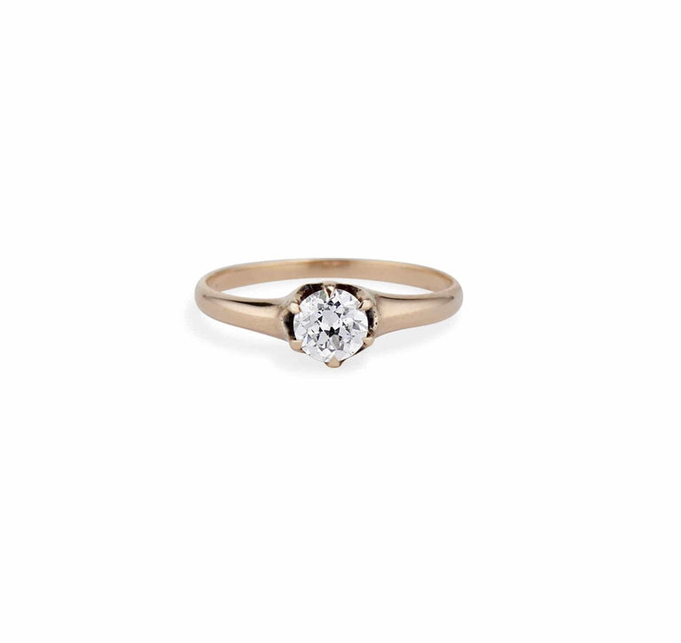 .45 Victorian Diamond Pink Gold Solitaire Antique Engagement Ring