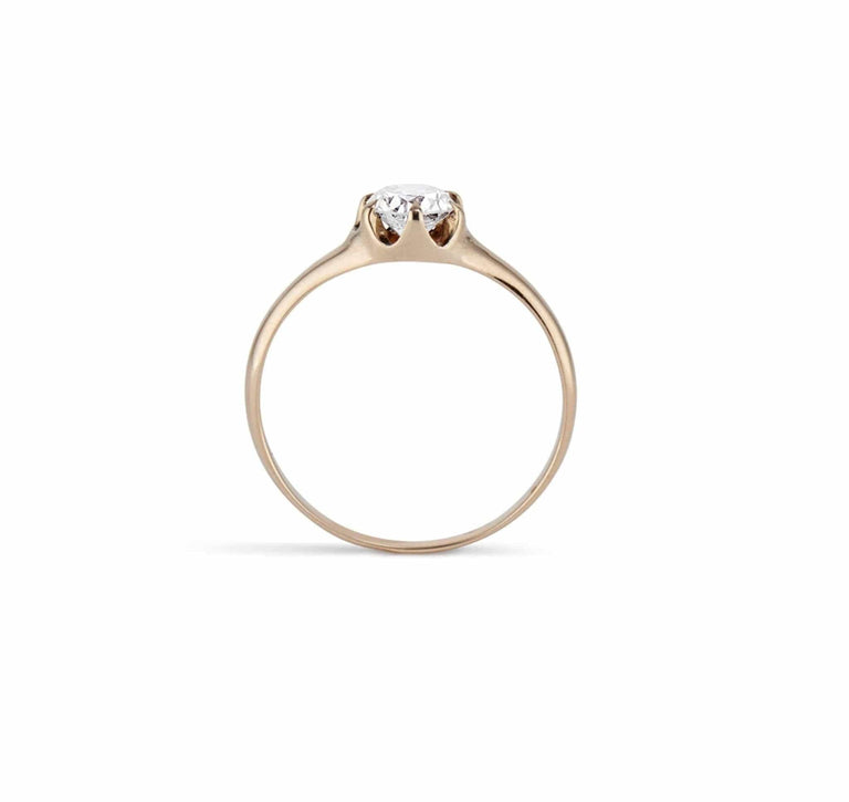 .45 Victorian Diamond Pink Gold Solitaire Antique Engagement Ring