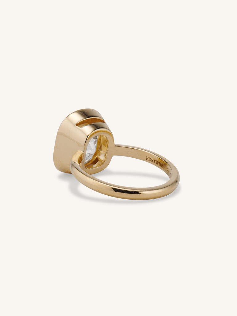 5.88 Carat Old Mine Diamond Bezel Engagement Ring in Yellow Gold