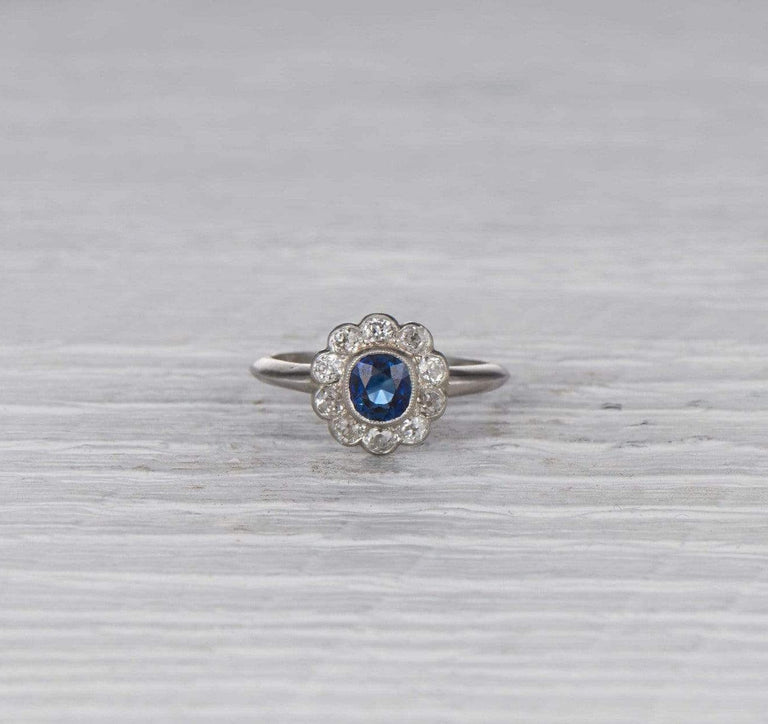 .50 Carat Edwardian Sapphire Cluster Ring