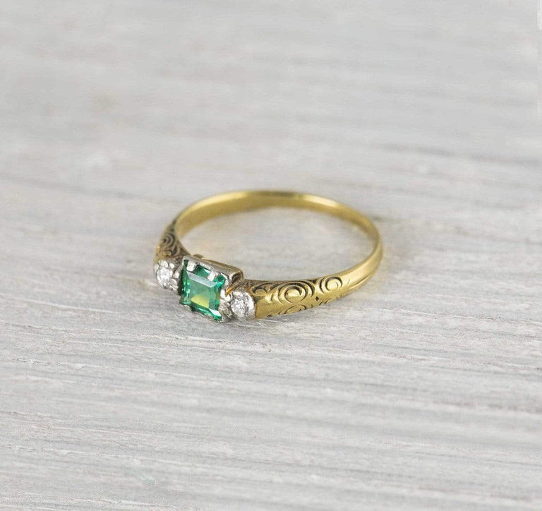 .50 Carat Victorian Emerald & Diamond Engagement Ring