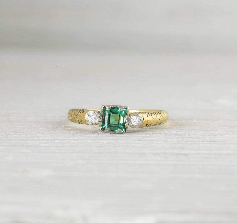 .50 Carat Victorian Emerald & Diamond Engagement Ring