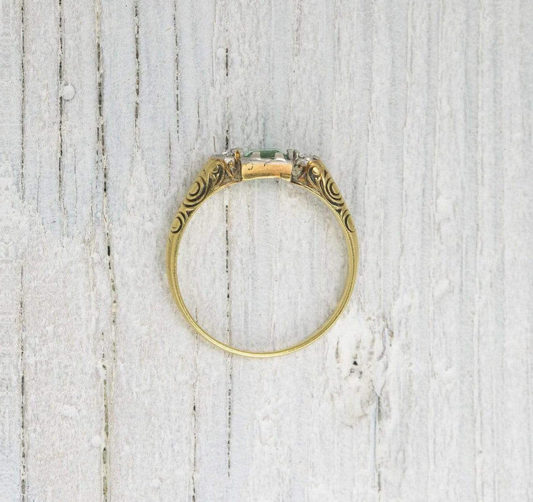 .50 Carat Victorian Emerald & Diamond Engagement Ring