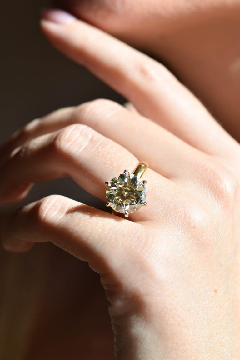 6.64ct Antique Old European Cut Diamond Solitaire Engagement Ring  | Seren on a hand 3