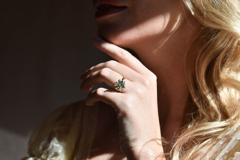 6.64ct Antique Old European Cut Diamond Solitaire Engagement Ring  | Seren on a hand 4