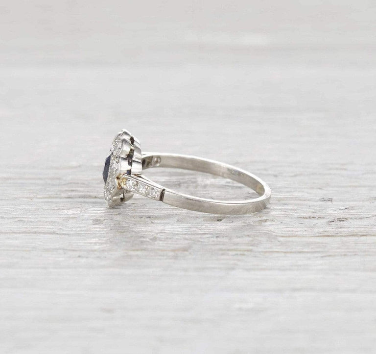 .60 Carat Edwardian Sapphire and Diamond Cluster Ring