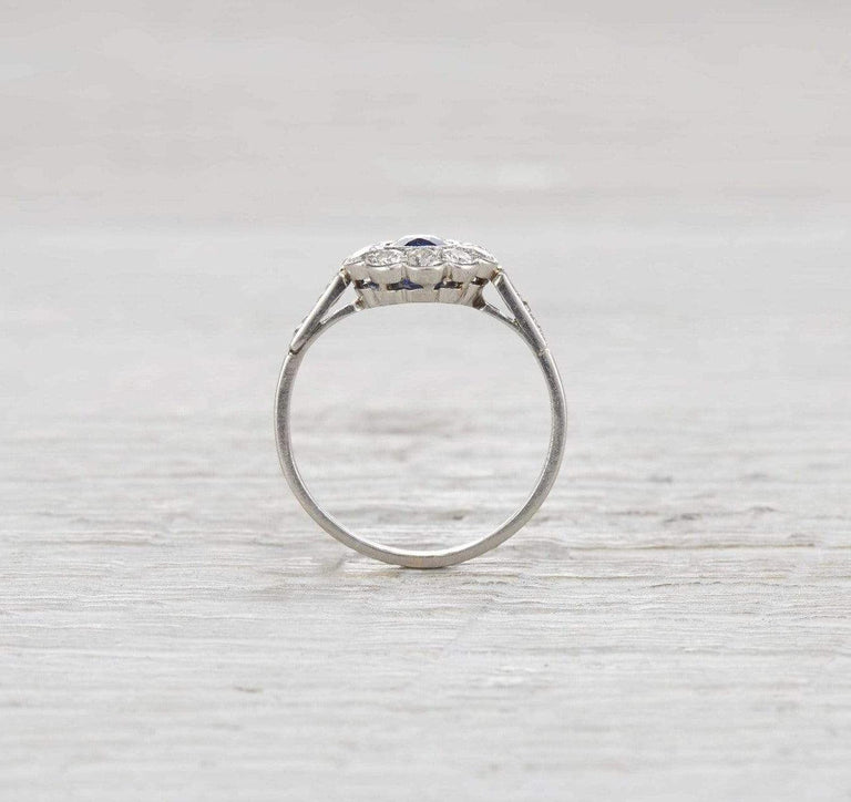 .60 Carat Edwardian Sapphire and Diamond Cluster Ring