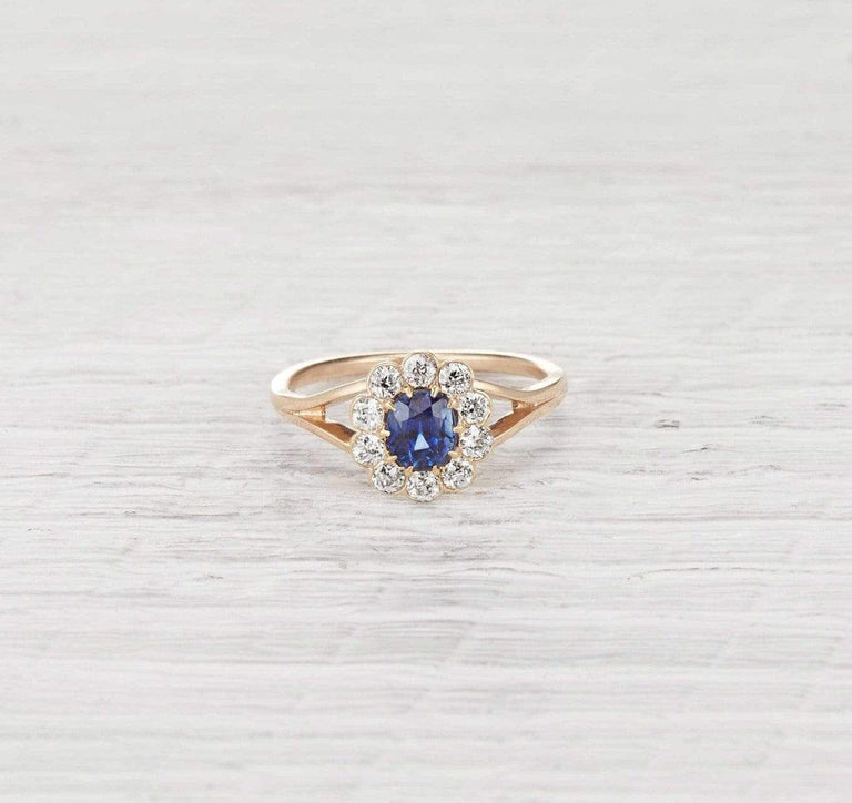 .60 Carat Late Victorian Sapphire Cluster Ring