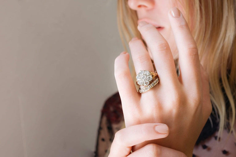 .60 Carat Old Mine Cut Diamond British Half Hoop Band