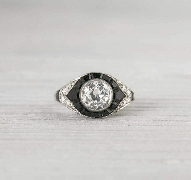 .60 Carat Vintage Art Deco Mauboussin Onyx & Diamond Engagement Ring