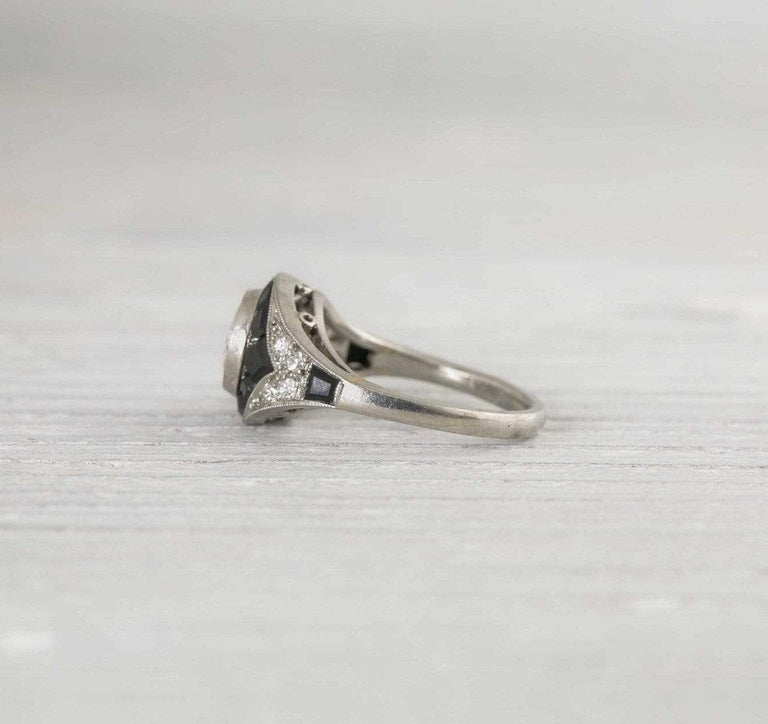 .60 Carat Vintage Art Deco Mauboussin Onyx & Diamond Engagement Ring