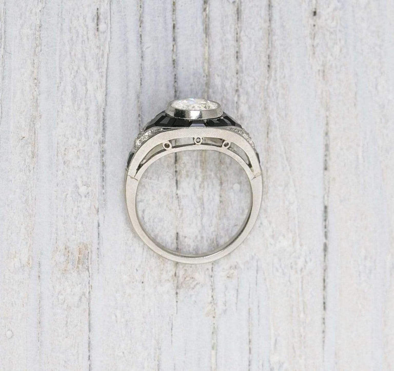 .60 Carat Vintage Art Deco Mauboussin Onyx & Diamond Engagement Ring