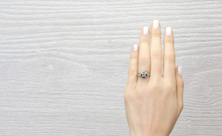 .63 Carat Art Deco Diamond & Sapphire Engagement Ring