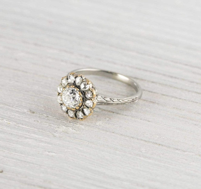 .65 Carat Edwardian Flower Cluster Diamond Engagement Ring