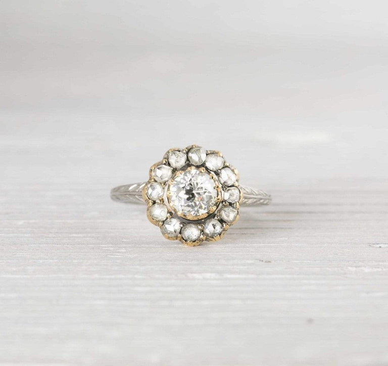 .65 Carat Edwardian Flower Cluster Diamond Engagement Ring