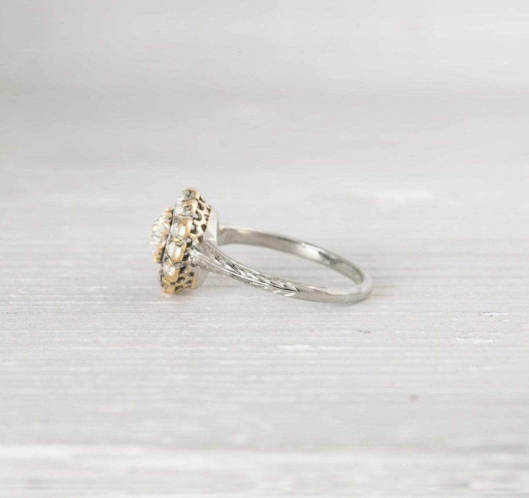 .65 Carat Edwardian Flower Cluster Diamond Engagement Ring