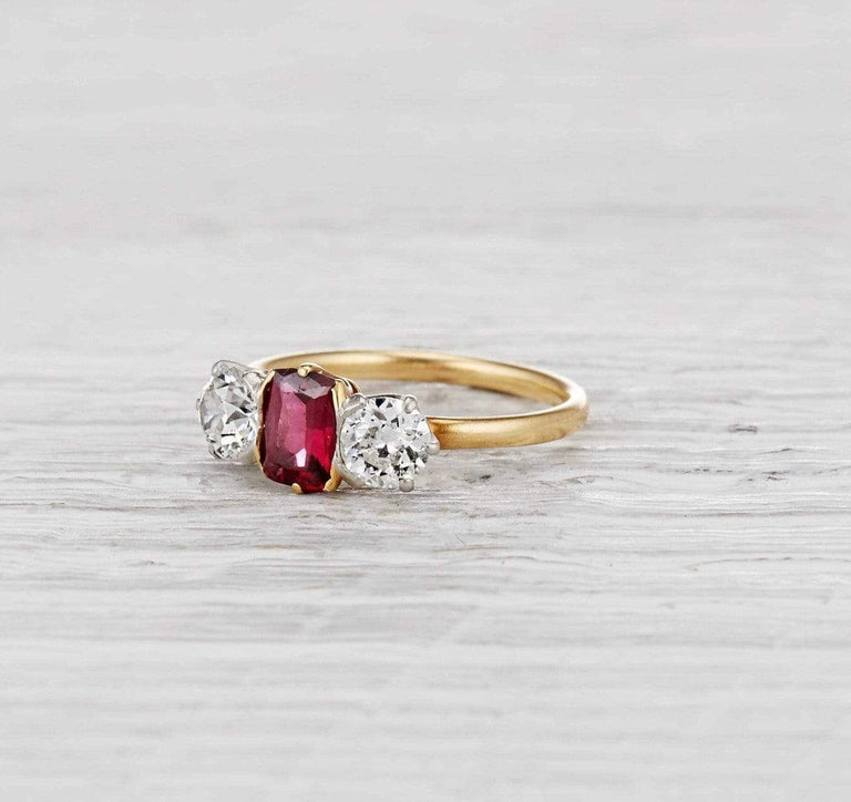.65 Carat Victorian Garnet Three Stone Ring