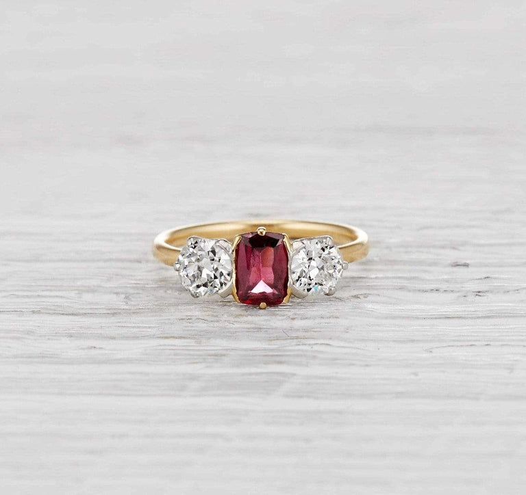 .65 Carat Victorian Garnet Three Stone Ring