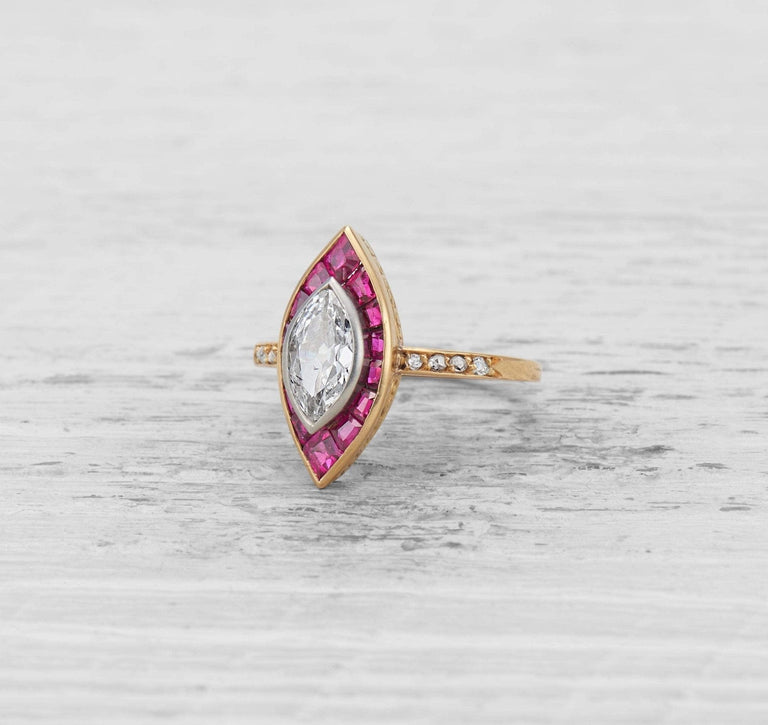 .67 CARAT CARTIER DIAMOND AND RUBY ENGAGEMENT RING