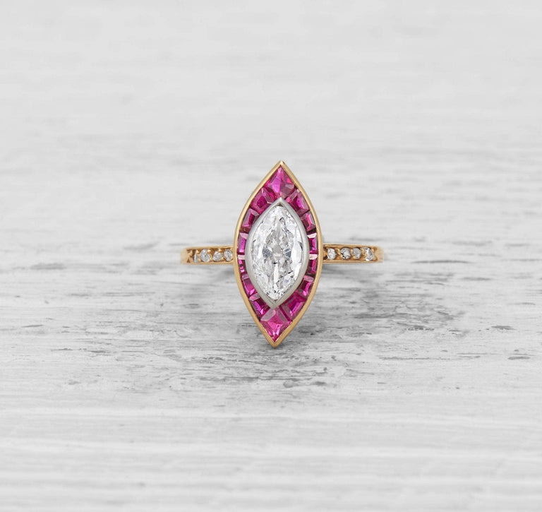 .67 CARAT CARTIER DIAMOND AND RUBY ENGAGEMENT RING