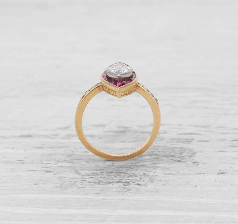 .67 CARAT CARTIER DIAMOND AND RUBY ENGAGEMENT RING