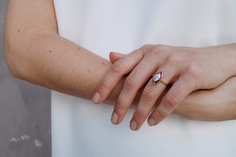 .67 CARAT CARTIER DIAMOND AND RUBY ENGAGEMENT RING