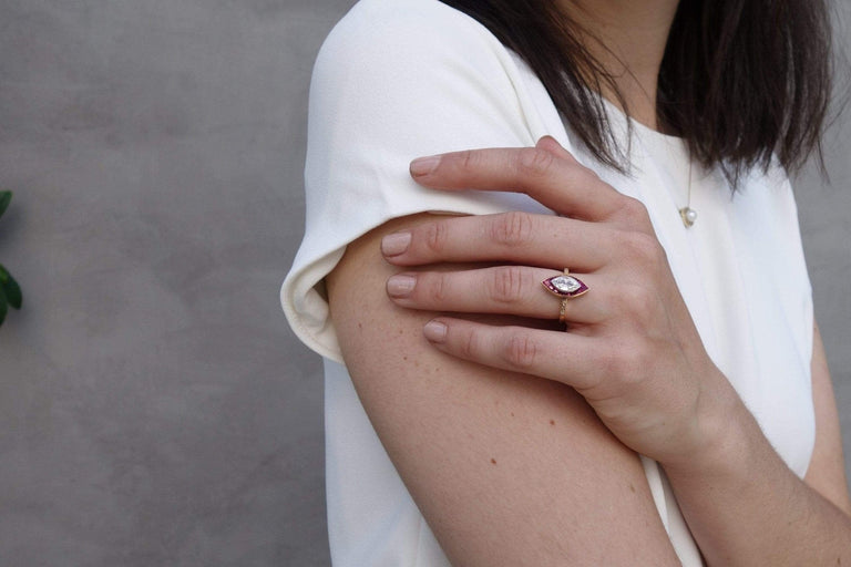 .67 CARAT CARTIER DIAMOND AND RUBY ENGAGEMENT RING
