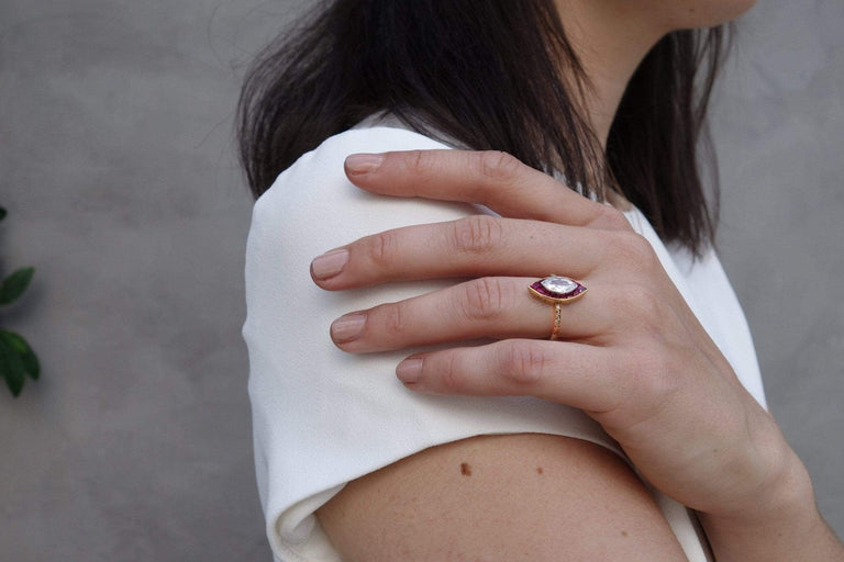 .67 CARAT CARTIER DIAMOND AND RUBY ENGAGEMENT RING