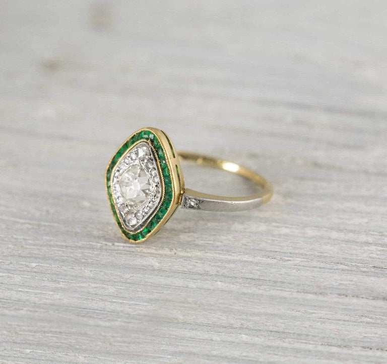 .70 Carat Emerald & Diamond Edwardian Engagement Ring