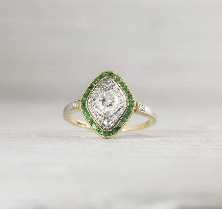 .70 Carat Emerald & Diamond Edwardian Engagement Ring