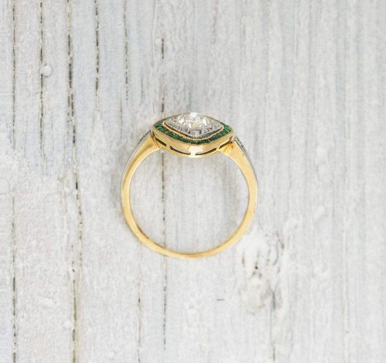 .70 Carat Emerald & Diamond Edwardian Engagement Ring