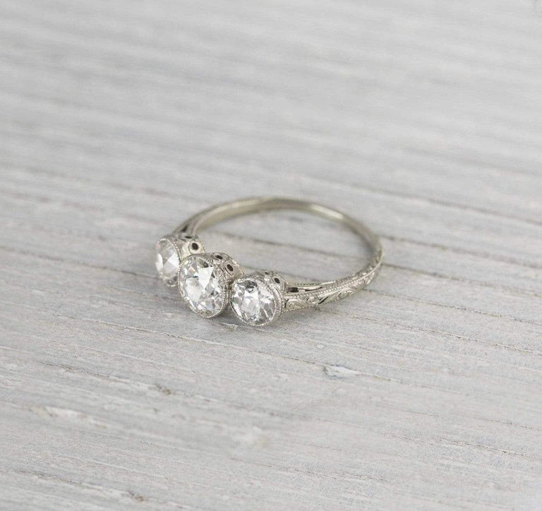 .70 Carat Three Stone Vintage Art Deco Engagement Ring