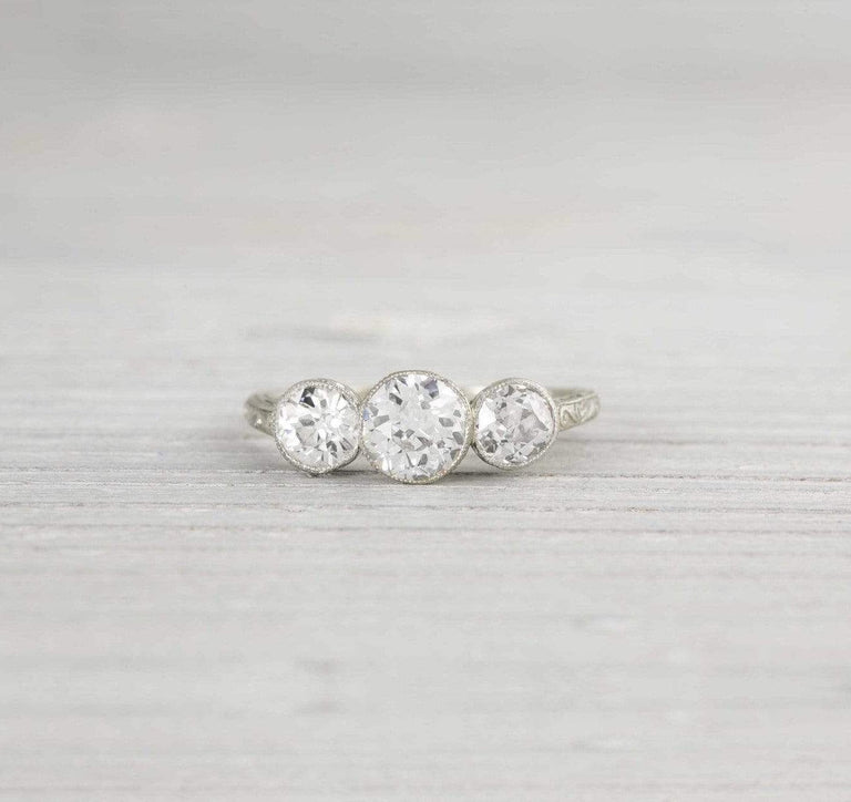 .70 Carat Three Stone Vintage Art Deco Engagement Ring