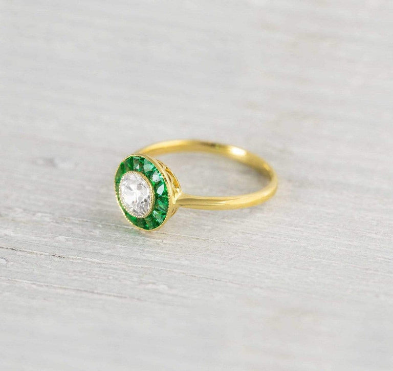 .70 Carat Vintage Diamond & Emerald Engagement Ring