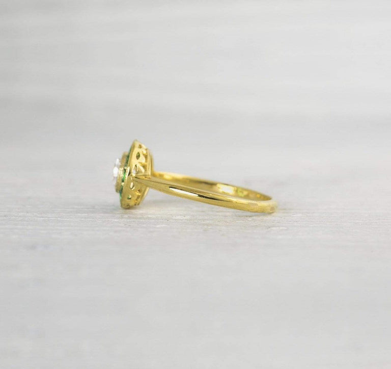 .70 Carat Vintage Diamond & Emerald Engagement Ring