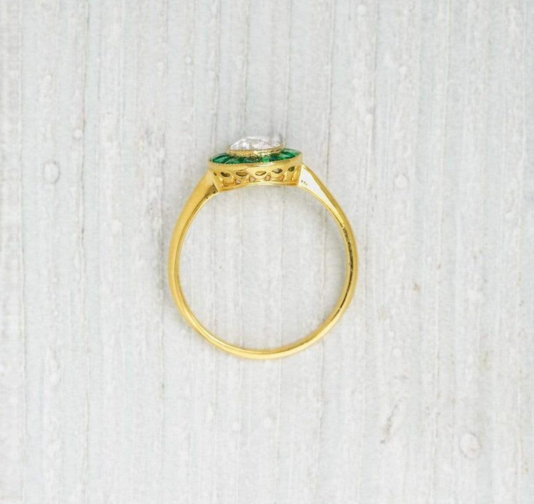 .70 Carat Vintage Diamond & Emerald Engagement Ring