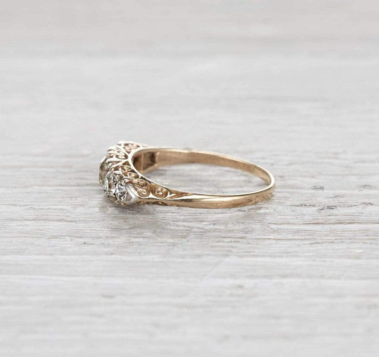 .71 Carat Victorian Carved Half Hoop Band