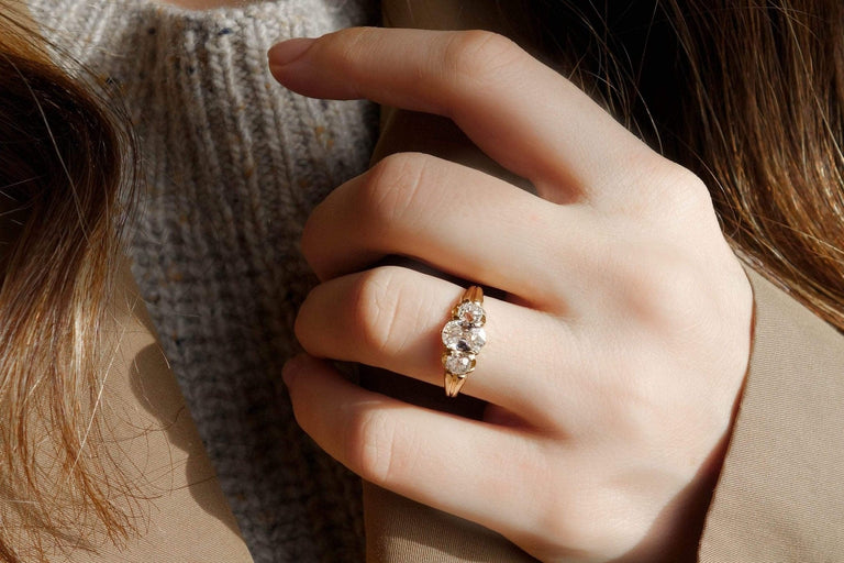 .72 CARAT VICTORIAN THREE STONE DIAMOND RING