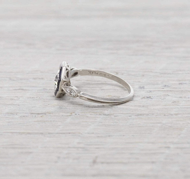 .73 Carat Diamond and Sapphire Art Deco Engagement Ring