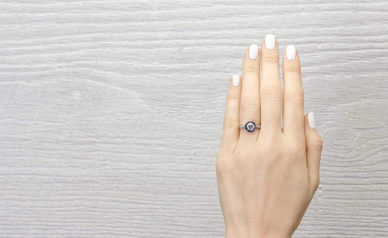 .73 Carat Diamond and Sapphire Art Deco Engagement Ring