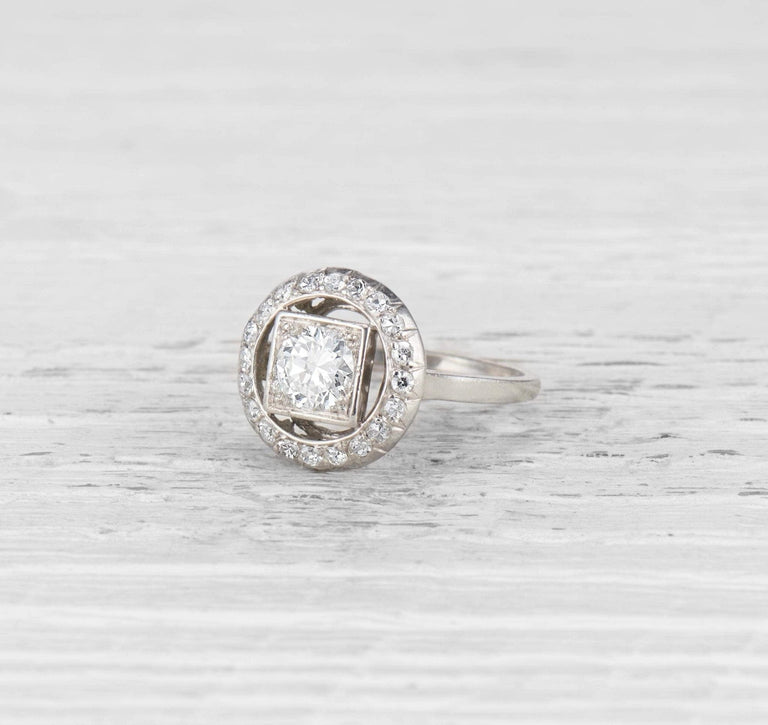 .74 CARAT LATE ART DECO DIAMOND ENGAGEMENT RING