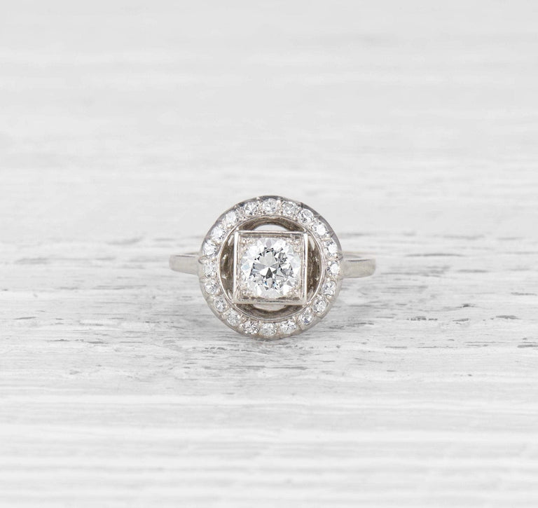 .74 CARAT LATE ART DECO DIAMOND ENGAGEMENT RING