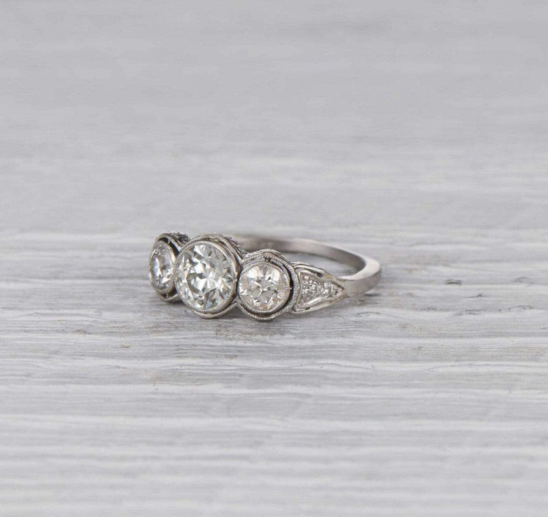 .75 Carat Edwardian Three Stone Engagement Ring