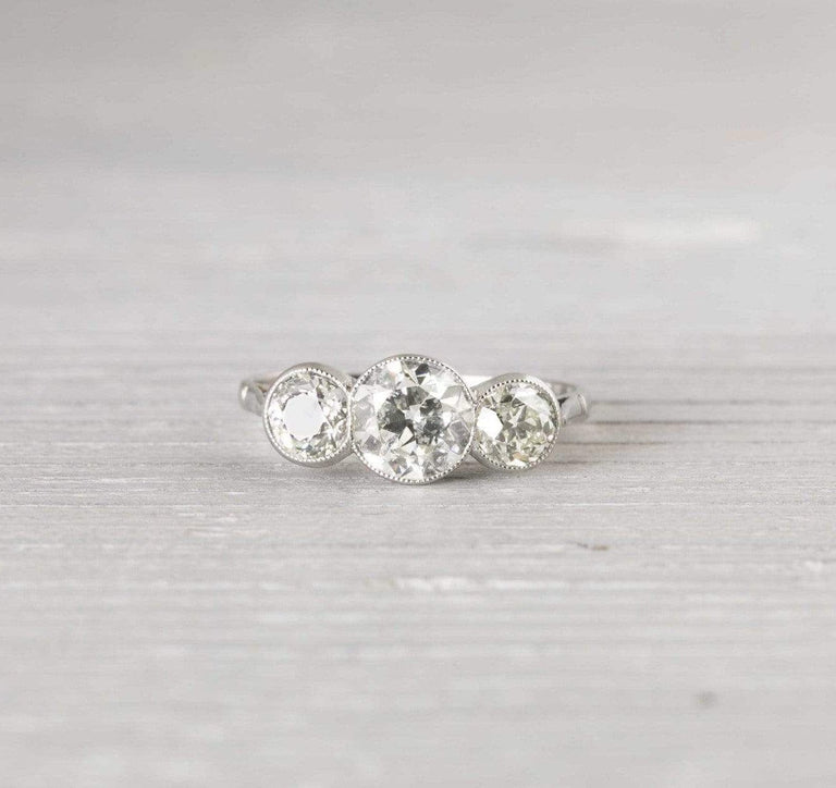 .75 Carat Three Stone Vintage Art Deco Engagement Ring