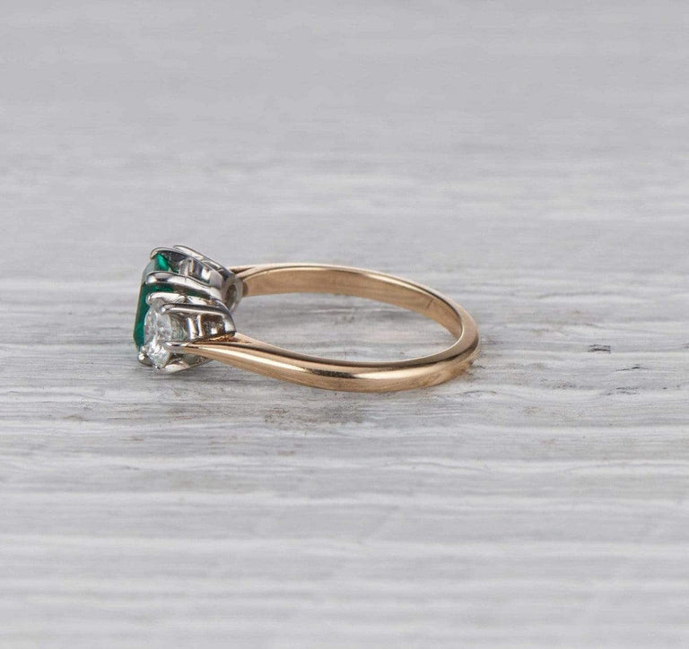 .80 Carat Cartier Emerald Three Stone Vintage Ring