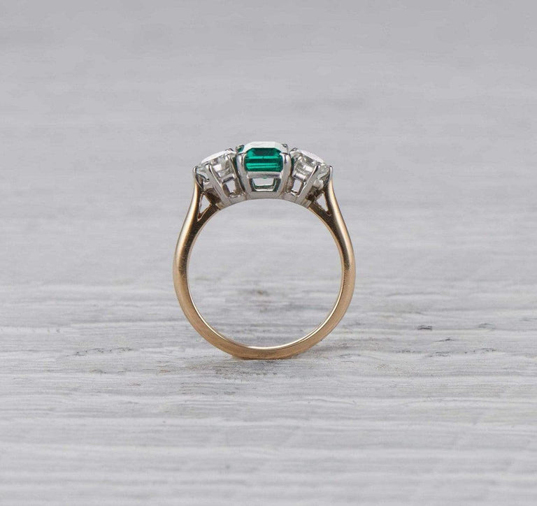 .80 Carat Cartier Emerald Three Stone Vintage Ring